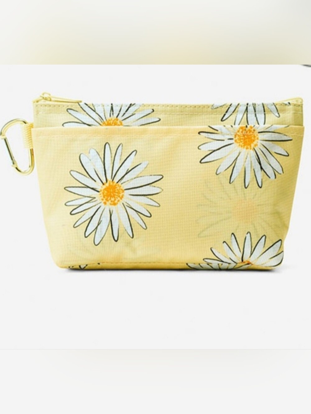 Thirty-one Clear Clip Pouch in Butter Daisy Pattern New /Never used